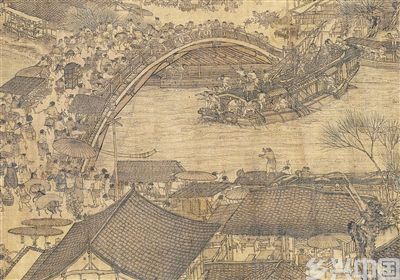 　　中国画《清明上河图》（局部），作者为北宋张择端。 　　故宫博物院藏